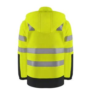 Chubasquero impermeable de poliéster con capucha y cuello alto Visible, chaqueta de trabajo para congelador de tráfico de seguridad vial, chándal para hombre - Product Image 4