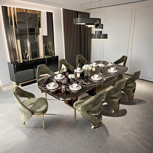 Set da Pranzo Importato Nero e Oro per <span class=keywords><strong>6</strong></span> Persone, Stile Italiano Contemporaneo, <span class=keywords><strong>Sedie</strong></span> da Sala da Pranzo per Interni Prodotte in Cina - Product Image 5