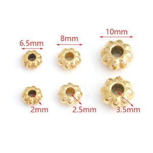 Cuentas espaciadoras chapadas en oro con forma de flor, 6.5x3.5mm, agujero de 2mm, accesorios de joyería para pulseras DIY, venta al por mayor - Product Image 2