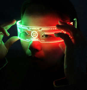 Nueva llegada Suministro de batería incorporado RGB 7 colores Luminous Flash Changing 3D Glowing Glasses para Party Novalties - Product Image 2