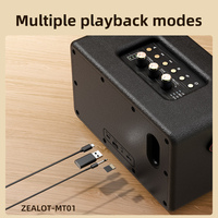ZEALOT Speaker Portabel MT01 60W, Speaker portabel Retro dengan Input Aux, Port USB, kartu TF untuk rak buku kantor rumah, suara Stereo bertenaga baterai
