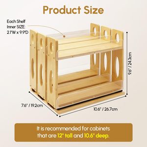 Organisateur de rangement pour épices pour armoire, en bambou, coulissant, pour assaisonnements, organisation verticale pour cuisine et garde-manger, 7,6 pouces de large, 3 tiroirs - Product Image 6