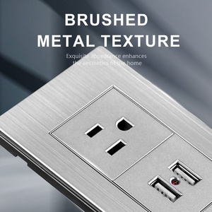 Presa 15A per il mercato sudamericano con caricatore USB 5V 2.1A, copertura in acciaio inossidabile, presa a 3 pin con doppio USB tipo A - Product Image 5