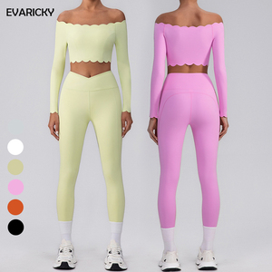 EVARICKY Nouvel ensemble <span class=keywords><strong>de</strong></span> sport pour femme : soutien-gorge à coussinets amovibles, chemises à manches longues et leggings taille haute pour le fitness - Product Image 1