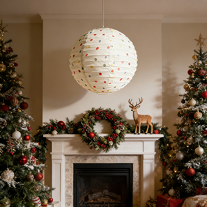 โคมไฟจีนทรงกลมแบบมินิมอล แขวนได้ พับเก็บได้ ใช้ตกแต่งห้องนอนและกลางแจ้ง (12 นิ้ว) - Product Image 2