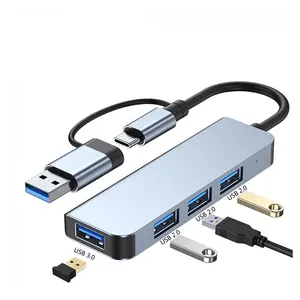 Nouveau logiciel de matériel informatique Type C vers USB 3.0 4 Ports Hub Splitter Extender pour lecteur Flash imprimante caméra clavier