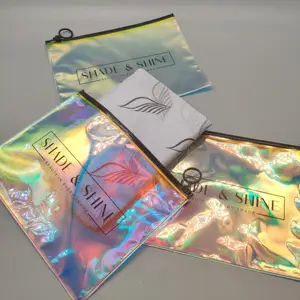 Laser PVC Holo graphic Cosmetic Bag Glänzende schillernde Reise-Make-up-Tasche für Mädchen Reiß verschluss tasche