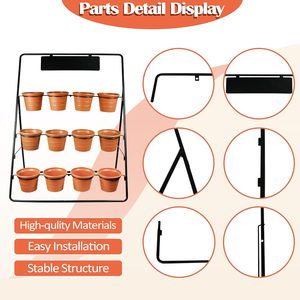 Étagère à plantes en métal à 3 niveaux, support pour plusieurs pots de fleurs, étagère en forme d'échelle, présentoir pour plantes avec 12 pots pour intérieur, extérieur et patio - Product Image 1