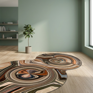 Luxury Organic Shape Hand Tufted Wool Silk <b>Rug</b> <b>Abstract</b> Marble Swirl Designer Area Carpet Custom Modern <b>Rug</b> - Product Image 3