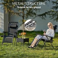 MUCENG Ensemble de chaises modernes zéro gravité avec cadre rembourré, fauteuil inclinable portable pliable avec porte-gobelets et plateaux