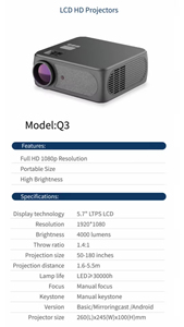 Htp Htpneo Q3 HD Thông Minh Máy chiếu xách tay <span class=keywords><strong>600</strong></span> ANSI Lumens máy chiếu bán buôn <span class=keywords><strong>LCD</strong></span> video máy chiếu - Product Image 5