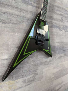 Guitarra Eléctrica Explorer Estilo <span class=keywords><strong>ESP</strong></span> con Franjas Verdes, Doble Trémolo y Pastillas EMG, Forma Personalizada de Calavera - Product Image 6