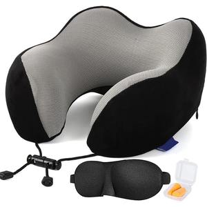 Oreiller de voyage en mousse à mémoire de forme avec logo personnalisé, soutien du cou, pour avion, voiture, <span class=keywords><strong>camping</strong></span>, housse amovible, coussin portable - Product Image 1