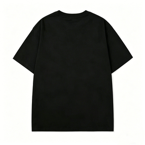 Camiseta Negra Minimalista con Estampado 'Example' para Hombre, Camiseta Casual de Algodón Suave con Cuello Redondo, Corte Holgado, Estilo Urbano para Uso Diario - Product Image 2