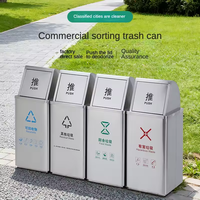Poubelle à déchets en métal d'extérieur, tri des déchets, public, commercial, 4 compartiments, poubelle