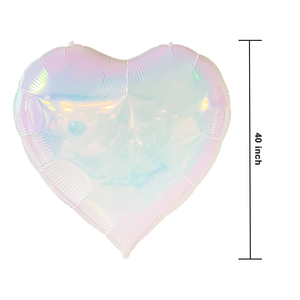 Vente en gros de ballons en feuille d'aluminium arc-en-ciel de 40 pouces, blanc nacré irisé, en forme de cœur, pour la décoration de mariage, d'anniversaire ou de fête - Product Image 2