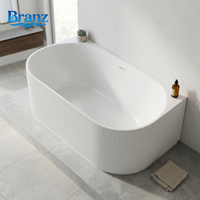 Baignoire Spa Acrylique Autoportante d'Angle Gauche et Droite pour Salle de Bain, à Effet Cannelé Texturé, à Poser Contre le Mur