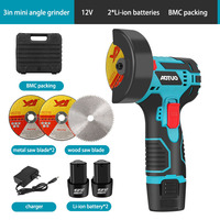 Mini-meuleuse d'angle électrique portable 12V, petite machine de découpe sans fil de 3 pouces pour le bricolage à domicile, polisseuse à batterie lithium rechargeable