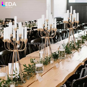 LEDA Wedding Events Table Decor Modern Luxury Metal Gold <b>Candlestick</b> Candle Holder - Product Image 1
