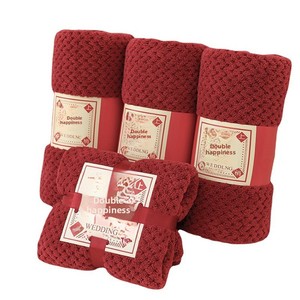 <span class=keywords><strong>Serviette</strong></span> de toilette carrée en polaire corail rouge, tissage uni, pour cadeau de mariage et événements, avec ceinture de fixation à la taille - Product Image 5