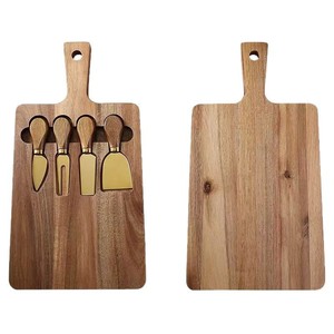 Acacia Wood Cheese Board <b>Set</b> 4 Piece Stainless Steel Knife <b>Set</b> Home Use Portable Durable Cutting Board - Product Image 5