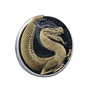 Medalla de metal estándar profesional, moneda antigua galvanoplastia de dragón de dos colores, para compradores