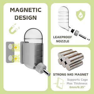 Bouteille d'eau pour hamster avec support magnétique, distributeur d'eau autonome pour hamsters syriens, hamsters nains, gerbilles, souris, <span class=keywords><strong>degus</strong></span> - Product Image 2