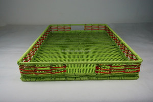 Cestino Portaoggetti Rettangolare Moderno <span class=keywords><strong>Verde</strong></span> in PP Ecologico Intrecciato a Mano, Multifunzione come Vassoio per Pane e Prodotti da Forno - Product Image 6