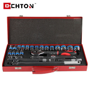 Bộ Túi Dụng Cụ 24 Chi Tiết, Dụng Cụ Sửa Chữa Ô Tô Đa Năng, Hộp Kim Loại, Cờ Lê, Ổ Cắm Tay Với Thanh Trượt - Product Image 1