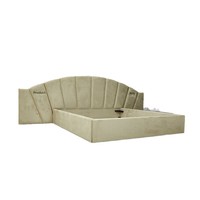 Lit double de style italien, luxe léger, avec structure en velours, pour usage domestique, chambre principale, design tendance