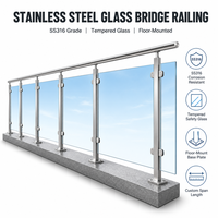 Système de balustrade en verre moderne sans cadre en acier inoxydable avec profilé en U, verre trempé 6063-T5 pour balcon, escalier et terrasse, 9 lb/po²
