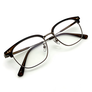 Monturas Ópticas Metálicas sin Aro XPZ, Lentes de Resina Ultraligeras con Protección Anti-Luz Azul, Color Café, Forma Cuadrada, para Miopía y Presbicia - Product Image 1