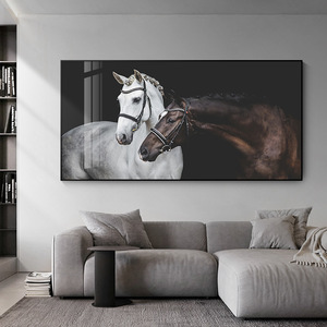 Quadro Decorativo per la Casa in Stile Moderno Cavallo in Corsa <span class=keywords><strong>Bianco</strong></span> <span class=keywords><strong>e</strong></span> <span class=keywords><strong>Nero</strong></span> Arte da Parete Dipinto su Tela Cavalli in Corsa di Grandi Dimensioni - Product Image 1