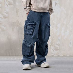 Pantalons de travail en denim ample personnalisés pour hommes de haute qualité, rétro, mi-lourds, Y2k, hip-hop, pantalons de travail d'hiver - Product Image 3