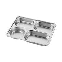 Plateau en acier inoxydable 304/201, 4 à 5 compartiments, plateau rectangulaire classique en métal pour servir des en-cas lors de fêtes