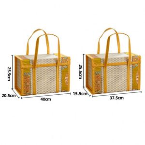 Foldable Eco-Friendly New Year <b>Gift</b> Set <b>Empty</b> <b>Gift</b> <b>Box</b> Printed Pattern Golden Edge Fabric Rectangular Bamboo Basket - Product Image 6