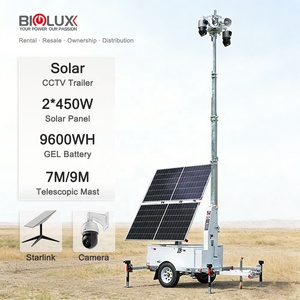 PTZ Kamera Güvenlik Sistemi Mobil Güneş Enerjili <span class=keywords><strong>CCTV</strong></span> Kulesi, Entegre <span class=keywords><strong>CCTV</strong></span> Kutusu ve LFP Depolama ile Şantiye Güvenliği için - Product Image 1