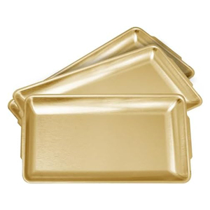 Plateaux de service rectangulaires décoratifs coréens en acier inoxydable avec poignées pour buffet et barbecue - Product Image 1