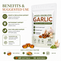 Gélules d'ail sans OGM, sans gluten, sans odeur, vieillies, avec CoQ10 Ubiquinol, formule Clean Label pour le bien-être quotidien et la nutrition