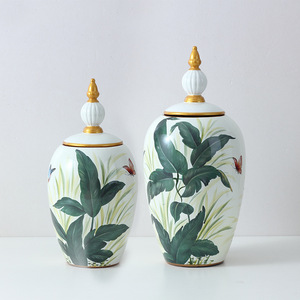 가정 장식 탁상 디스플레이를위한 Jingdezhen 중국 손 그림 봄 생강 항아리 도자기 사원 항아리 - Product Image 1