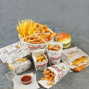 環境にやさしいハンバーガーとフライドチキンのパッキングボックスファーストフードテイクアウトボックスセット - Product Image 1