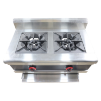 Peralatan Masak Restoran Stainless Steel Berkualitas Baik Kompor Gas 2 Tungku Kompor Gas Berdiri Dijual