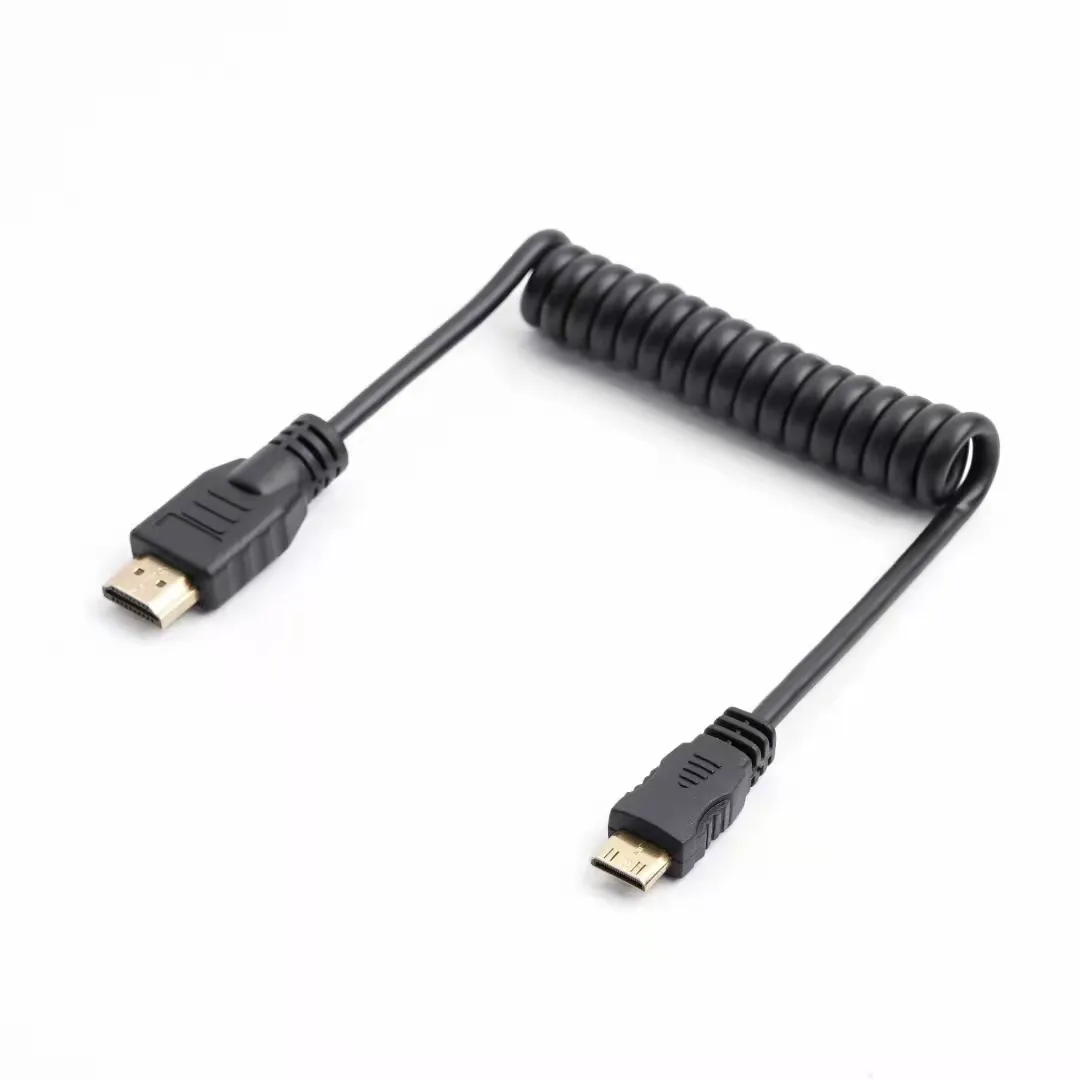 Magelei 1m black color Gold plated high definition spring retractable micro camera HDMI cable