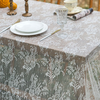 Nappe rectangulaire vintage style français LIVING en dentelle blanche, anti-poussière, couleur unie, pour table basse, fraîche et chic