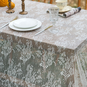 Nappe rectangulaire vintage style français LIVING en dentelle blanche, anti-poussière, couleur unie, pour <span class=keywords><strong>table</strong></span> basse, fraîche et chic - Product Image 5