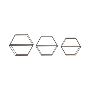 Mensole Esagonali da Parete, Organizzatore Geometrico in Legno e Metallo per Arredamento Casa e Ufficio - Product Image 1