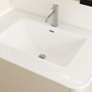 Meuble <span class=keywords><strong>de</strong></span> salle <span class=keywords><strong>de</strong></span> bain moderne blanc, grande capacité, résistant à l'eau, avec lavabo en céramique intégré à bord fin et lentille ronde - Product Image 4