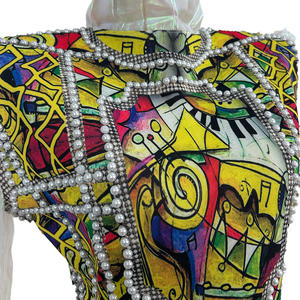 Body Sexy con Mangas Abullonadas y Perlas para Mujer, Estilo Europeo, Mono de una Pieza, Traje para Club, Festival, Espectáculo, <span class=keywords><strong>Disfraz</strong></span> de Bailarina - Product Image 5