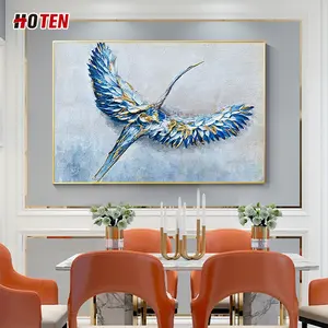 Hand-painted crane oil painting home bird decoration painting bedroom animal hanging painting