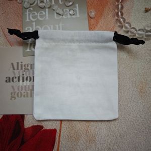 OEM Factory <b>Mini</b> Cotton Twill Ring Earring Storage <b>Bag</b> Custom Logo Printed Recycled Drawstring Cotton Necklace Jewelry Pouch - Product Image 4